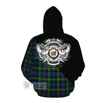Baillie (Bailey) Tartan Cotton Hoodie with Family Crest and Military Logo Style Pullover Hoodie - Tartan Vibes Clothing