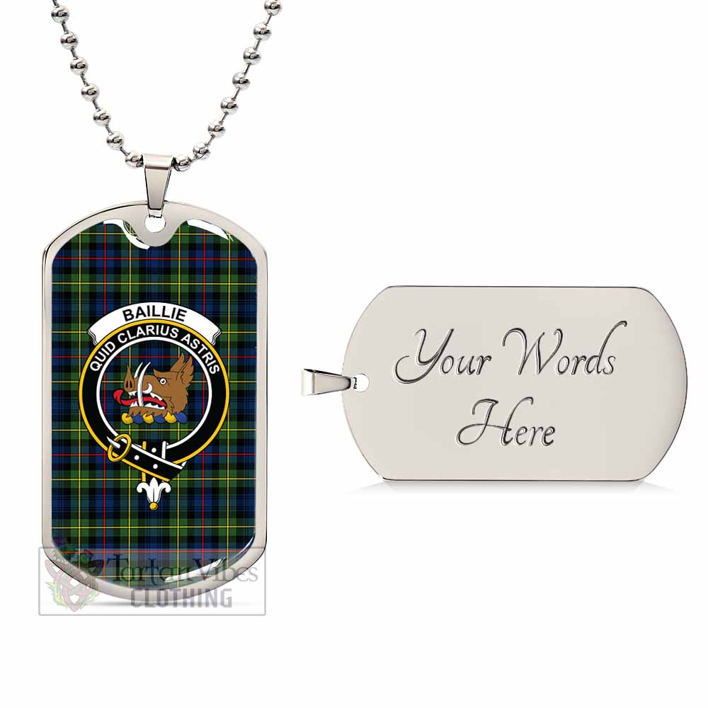 Baillie (Bailey) Tartan Dog Tag Necklace with Family Crest Silver Yes - Tartan Vibes Clothing