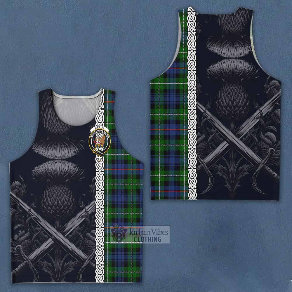 Baillie (Bailey) Tartan Men's Tank Top with Family Crest Cross Sword Thistle Celtic Vibes - Tartan Vibes Clothing