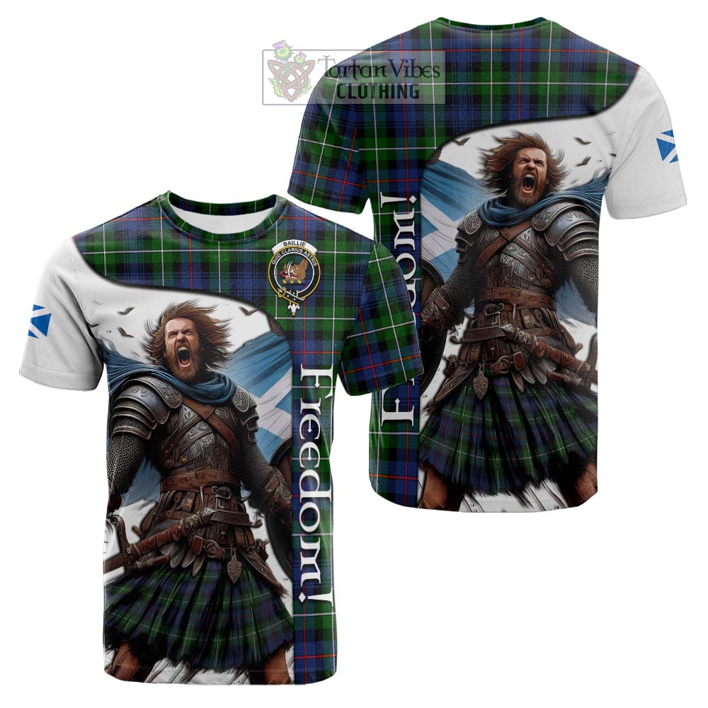 Tartan Vibes Clothing Baillie (Bailey) Crest Tartan Cotton T-shirt Inspired by the Freedom of Scottish Warrior