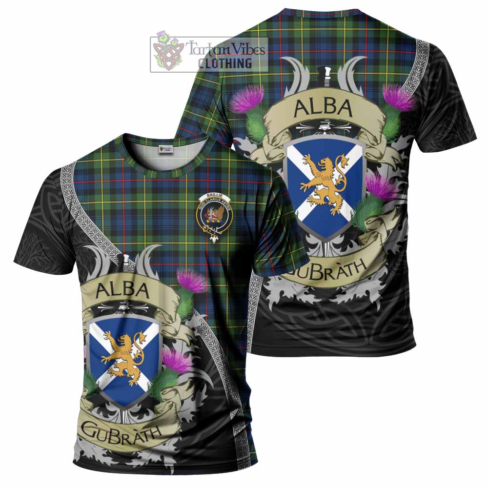 Baillie (Bailey) Tartan Family Crest T-Shirt Lion Rampant Royal Thistle Shield Celtic Inspired - Tartan Vibes Clothing