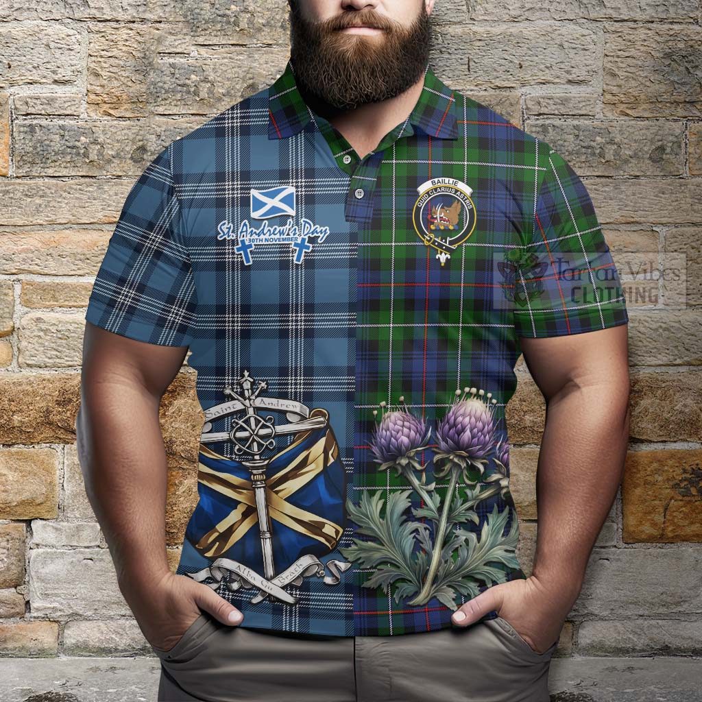 Baillie (Bailey) Tartan Polo Shirt Happy St. Andrew's Day Half Tartan Style - Tartan Vibes Clothing