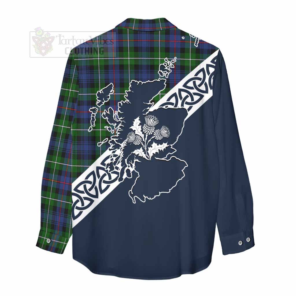 Baillie (Bailey) Tartan Women's Casual Shirt Featuring Thistle and Scotland Map - Tartan Vibes Clothing