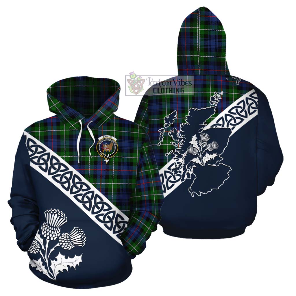 Baillie (Bailey) Tartan Cotton Hoodie Featuring Thistle and Scotland Map Zip Hoodie - Tartan Vibes Clothing