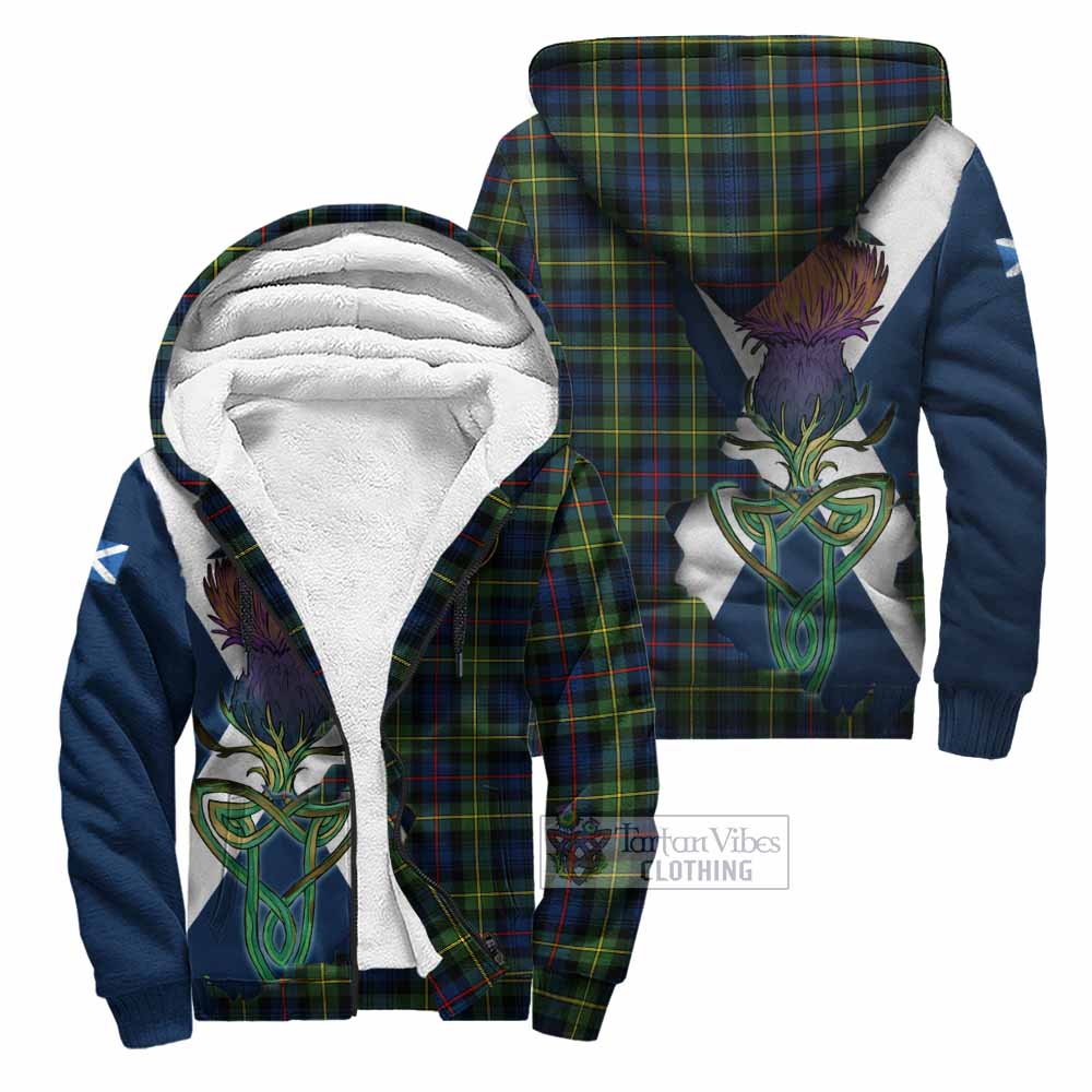 Tartan Vibes Clothing Baillie (Bailey) Tartan Family Crest Sherpa Hoodie Scottish Thistle Celtic Inspired