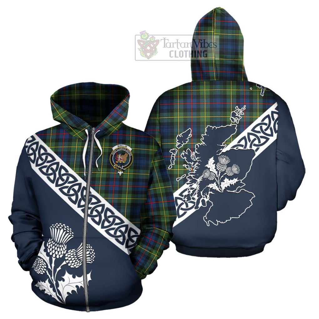 Baillie (Bailey) Tartan Hoodie Featuring Thistle and Scotland Map - Tartan Vibes Clothing