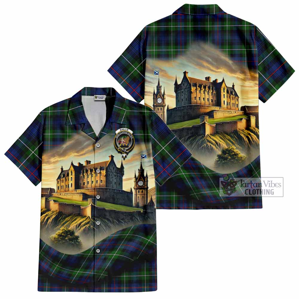 Baillie (Bailey) Tartan Family Crest Hawaiian Shirt with Scottish Ancient Castle Style - Tartan Vibes Clothing