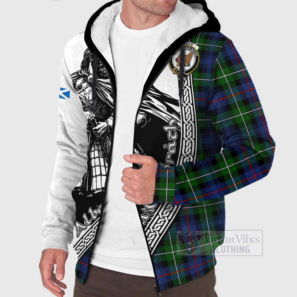 Baillie (Bailey) Tartan Clan Crest Sherpa Hoodie with Highlander Warrior Celtic Style Unisex - Tartan Vibes Clothing