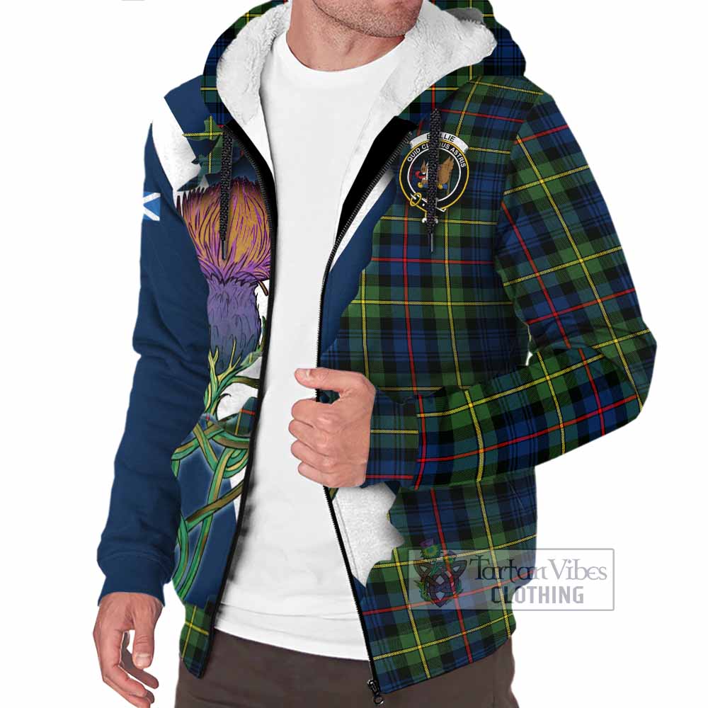 Tartan Vibes Clothing Baillie (Bailey) Tartan Family Crest Sherpa Hoodie Scottish Thistle Celtic Inspired