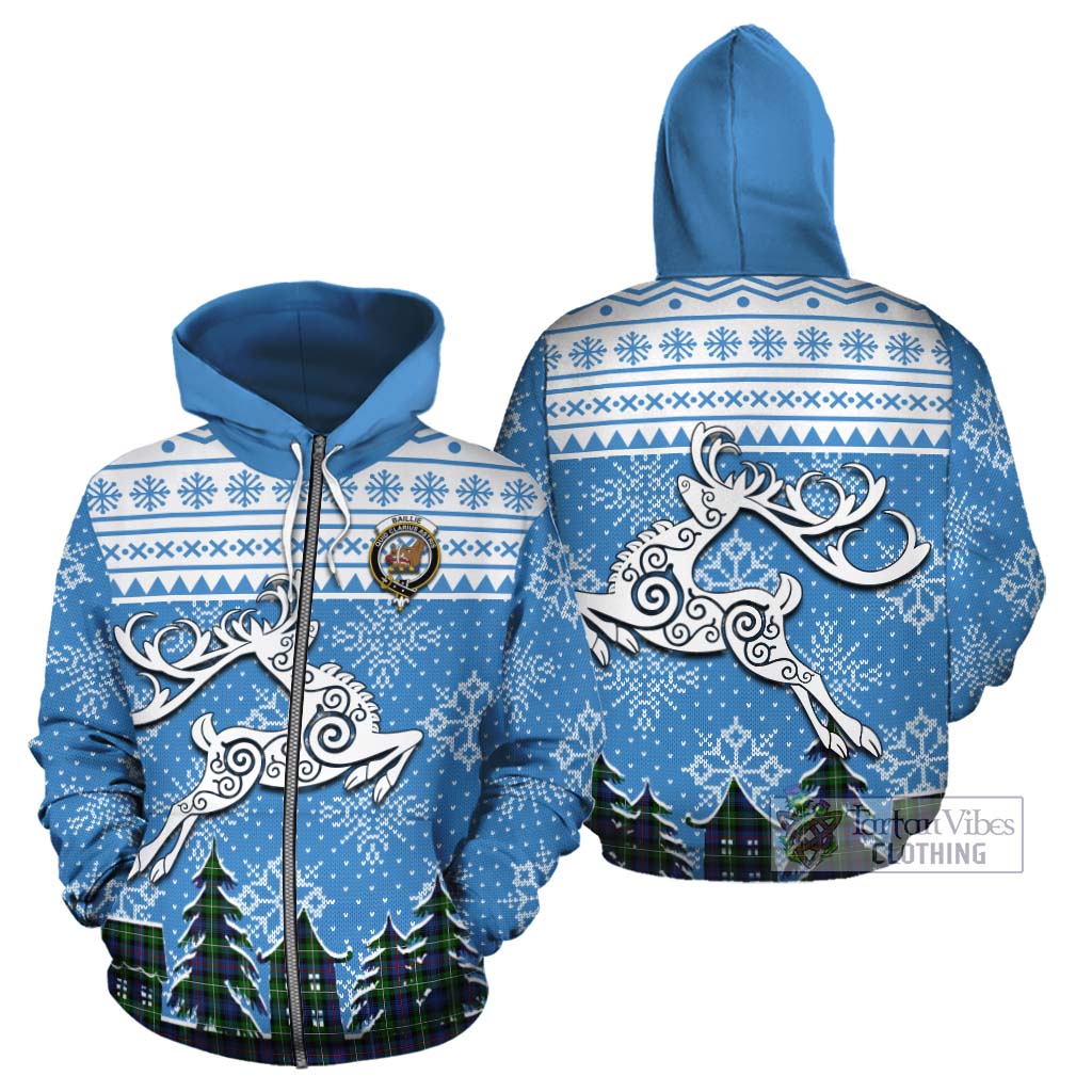 Baillie (Bailey) Clan Christmas Cotton Hoodie Celtic Reindeer Style - Tartan Vibes Clothing