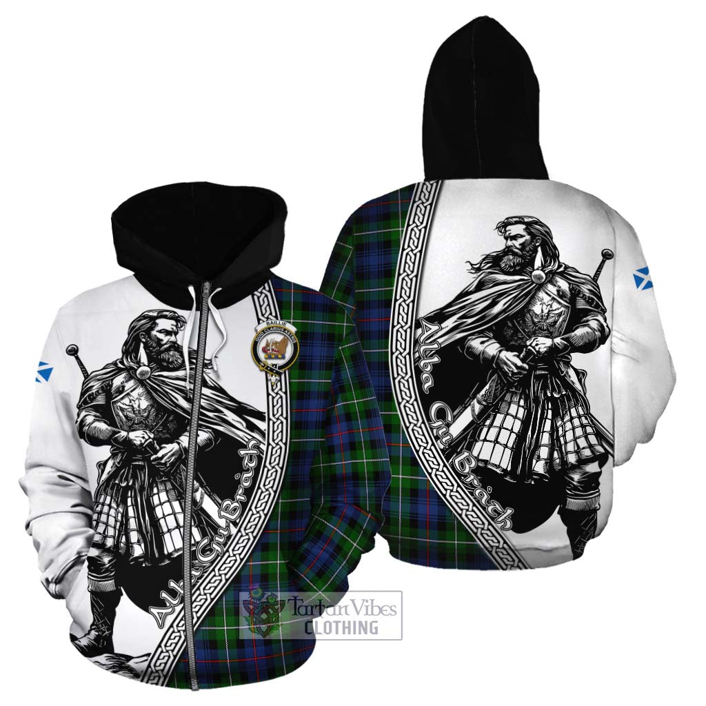 Baillie (Bailey) Tartan Clan Crest Cotton Hoodie with Highlander Warrior Celtic Style - Tartan Vibes Clothing