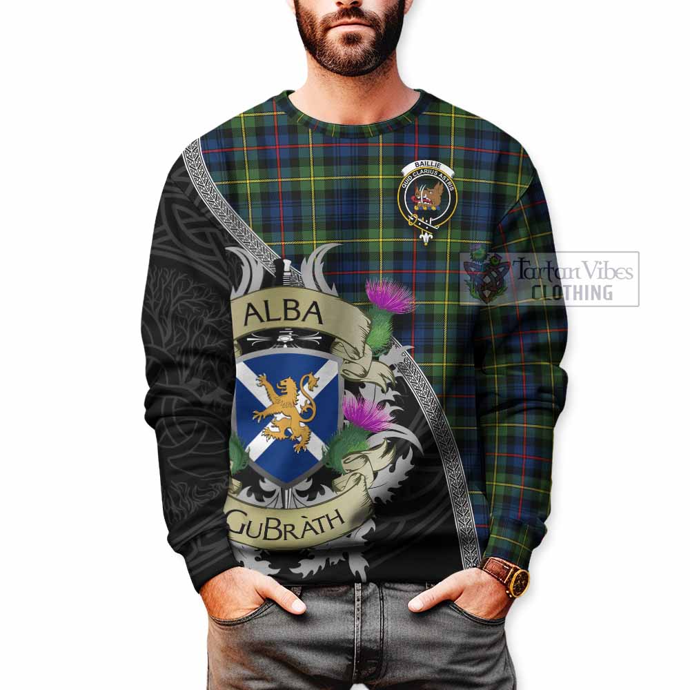 Baillie (Bailey) Tartan Family Crest Sweatshirt Lion Rampant Royal Thistle Shield Celtic Inspired - Tartan Vibes Clothing