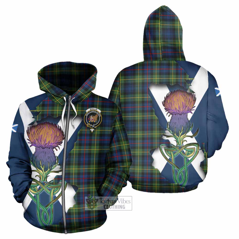 Tartan Vibes Clothing Baillie (Bailey) Tartan Family Crest Hoodie Scottish Thistle Celtic Inspired