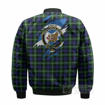 Baillie (Bailey) Clan Crest In Me Tartan Bomber Jacket Scotland Flag Style