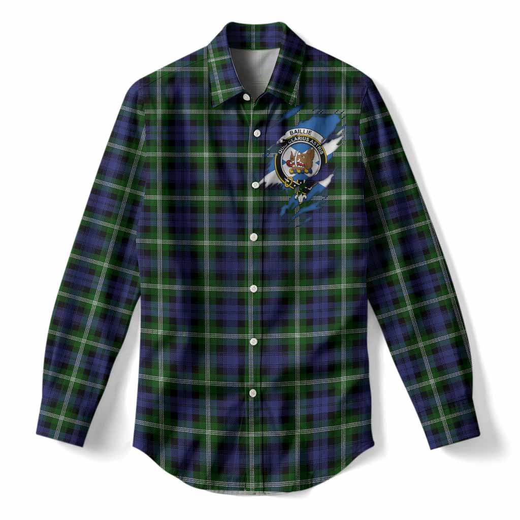 Baillie (Bailey) Clan Crest In Me Tartan Women Casual Shirt Scotland Flag Style