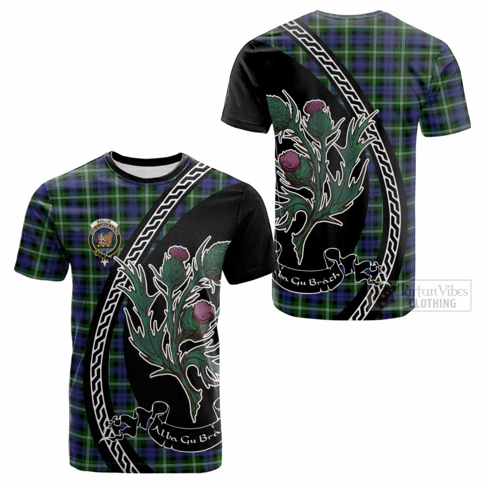 Baillie (Bailey) Family Crest Tartan Cotton T-shirt Alba Thistle Inspired - Tartan Vibes Clothing