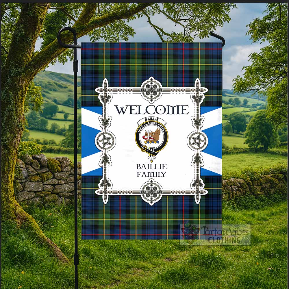 Baillie (Bailey) Family Crest Tartan Welcome Garden Flag Saltire Harmony Style - Tartan Vibes Clothing