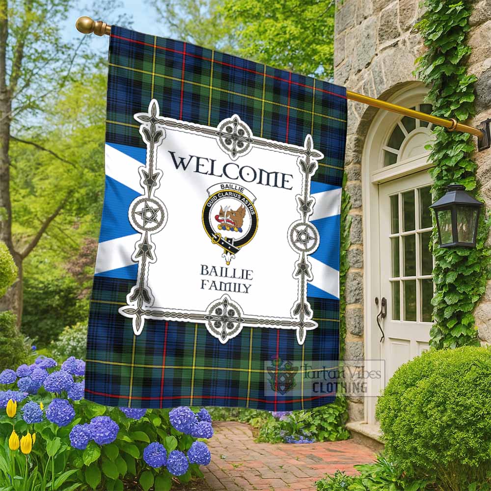 Baillie (Bailey) Family Crest Tartan Welcome Garden Flag Saltire Harmony Style - Tartan Vibes Clothing