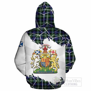 Baillie (Bailey) Tartan Cotton Hoodie with Family Crest and Lion Rampant Grunge Style
