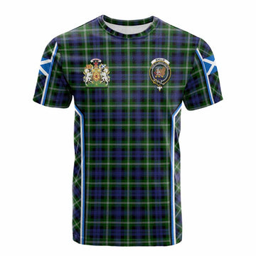 Baillie (Bailey) Tartan Crest Cotton T-shirt Scotland Coat of Arm Flag Style