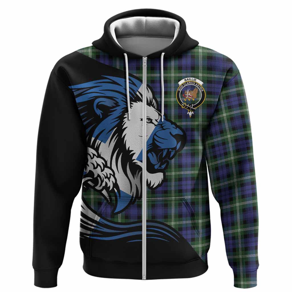 Baillie (Bailey) Tartan Crest Hoodie Scottish Golden Lions Wave Flow