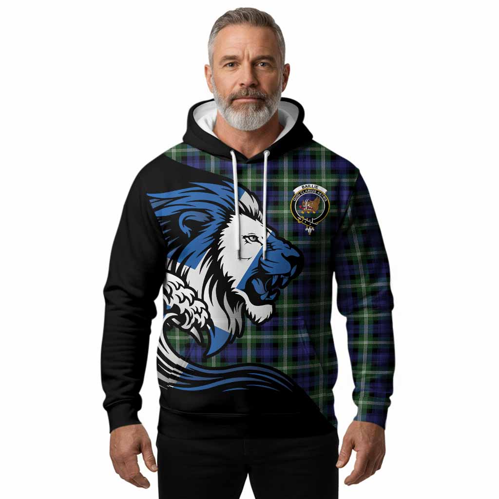 Baillie (Bailey) Tartan Crest Hoodie Scottish Golden Lions Wave Flow