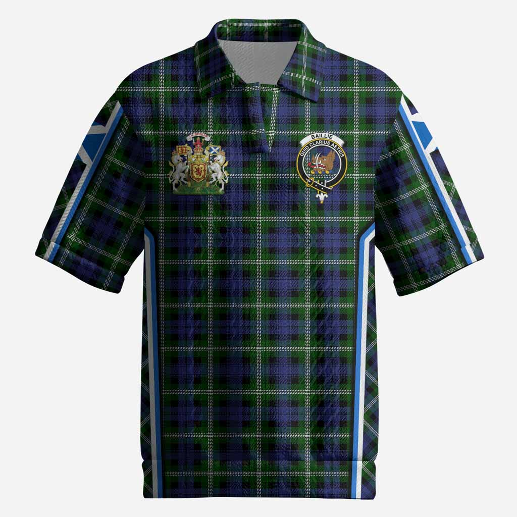 Baillie (Bailey) Tartan Crest Men’s Polo Sweater Top Scotland Coat of Arm Flag Style
