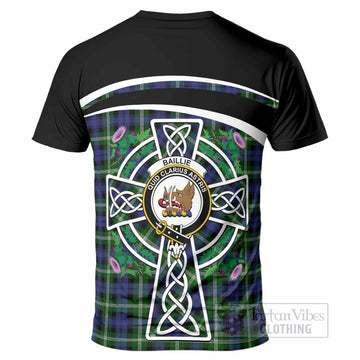 Baillie (Bailey) Tartan Crest T-Shirt Scottish Thistle Celtic Cross Alba Gu Brath