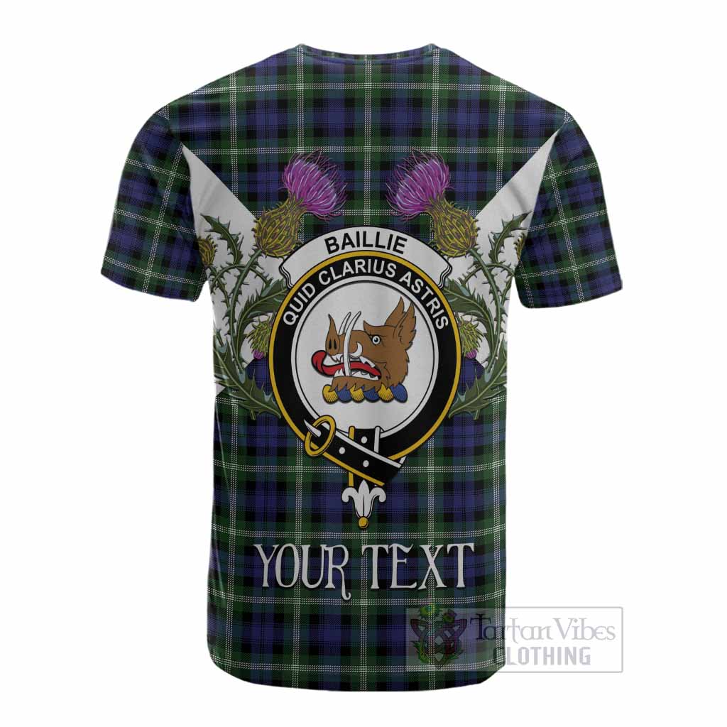 Baillie (Bailey) Tartan Family Crest Cotton T-shirt Scottish Burns Night Thistle Floral