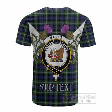 Baillie (Bailey) Tartan Family Crest Cotton T-shirt Scottish Burns Night Thistle Floral