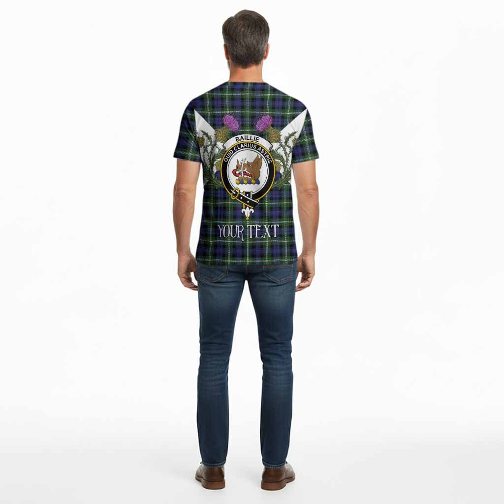Baillie (Bailey) Tartan Family Crest Cotton T-shirt Scottish Burns Night Thistle Floral