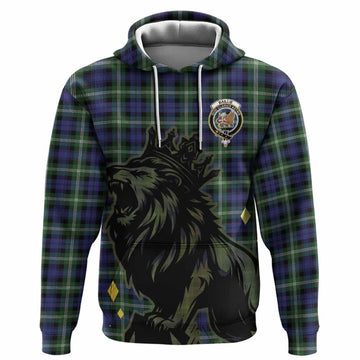 Baillie (Bailey) Tartan Family Crest Hoodie Crowned Lion Roaring