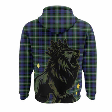Baillie (Bailey) Tartan Family Crest Hoodie Crowned Lion Roaring