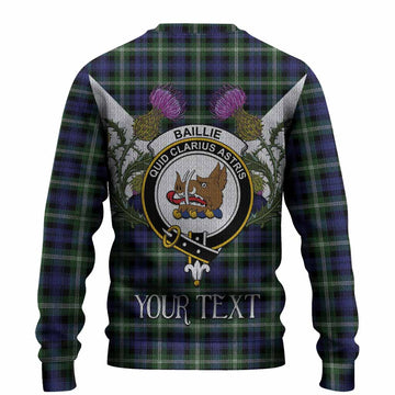 Baillie (Bailey) Tartan Family Crest Knitted Sweater Scottish Burns Night Thistle Floral