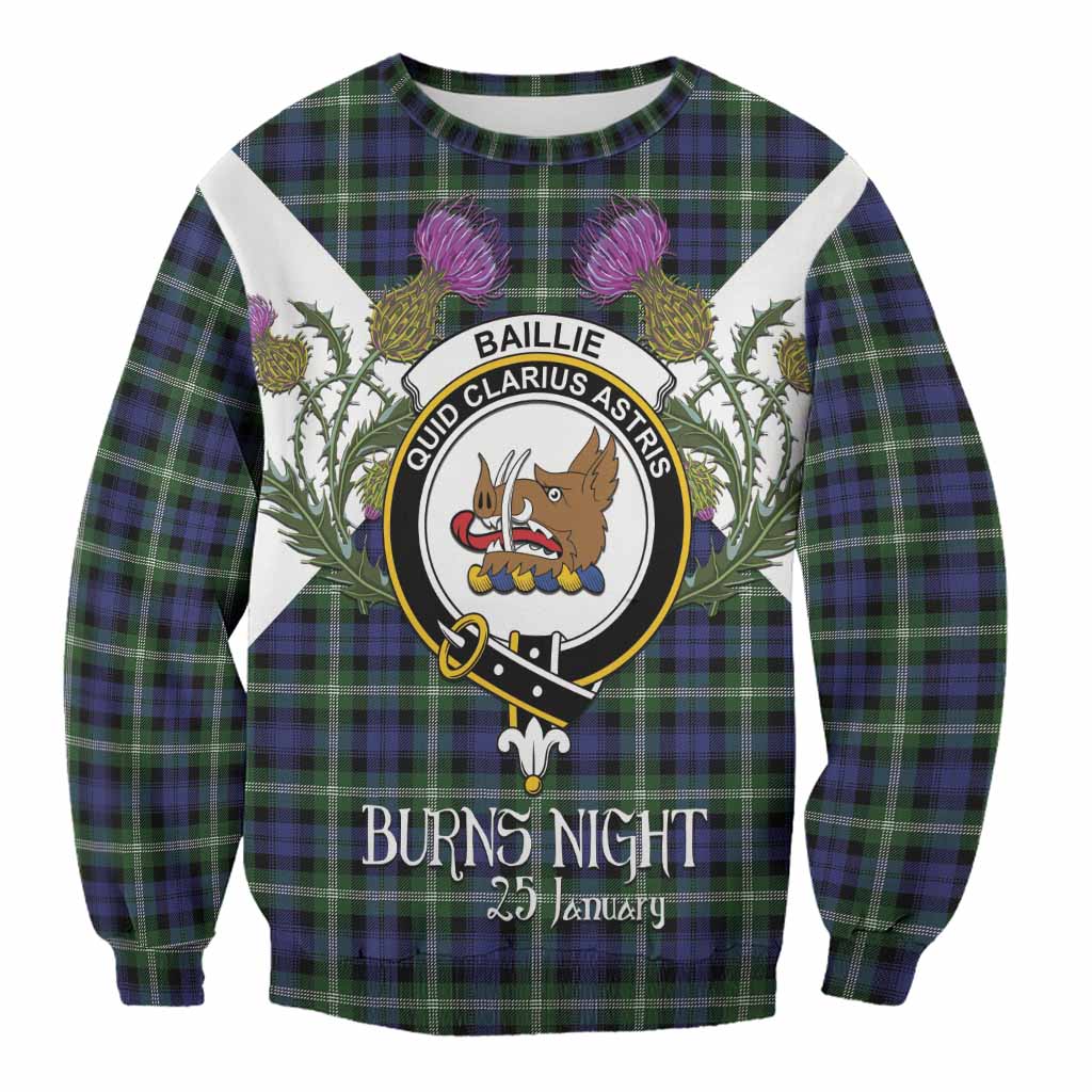 Baillie (Bailey) Tartan Family Crest Sweatshirt Scottish Burns Night Thistle Floral
