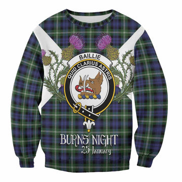 Baillie (Bailey) Tartan Family Crest Sweatshirt Scottish Burns Night Thistle Floral