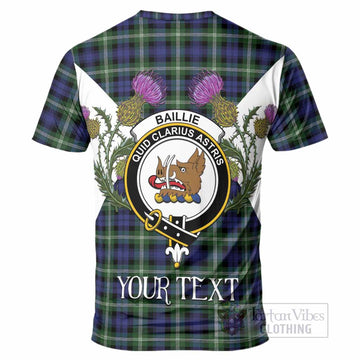 Baillie (Bailey) Tartan Family Crest T-Shirt Scottish Burns Night Thistle Floral