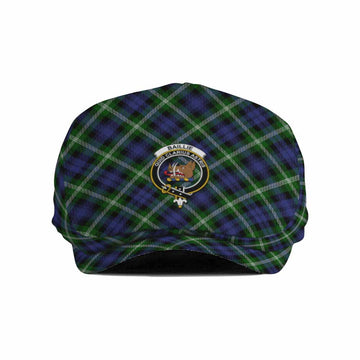 Baillie (Bailey) Tartan Flat Cap, Jeff Cap Cross Style with Family Crest