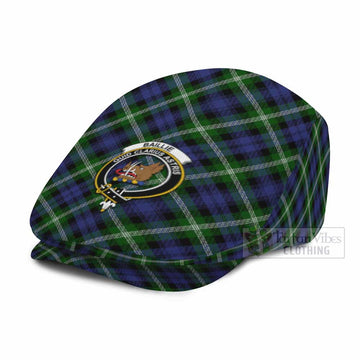 Baillie (Bailey) Tartan Flat Cap, Jeff Cap Cross Style with Family Crest