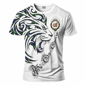 Baillie (Bailey) Tartan Lion Roar T-Shirt Alba Gu Brath with Celtic Motifs