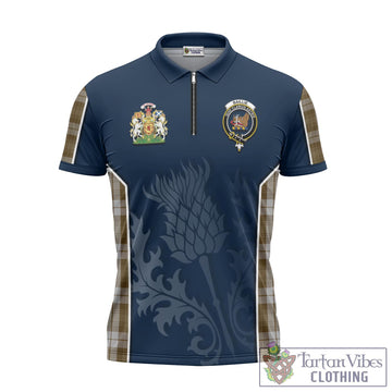 Baillie Dress Tartan Zipper Polo Shirt with Family Crest and Scottish Thistle Vibes Sport Style