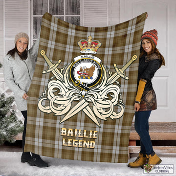 Baillie Dress Tartan Blanket with Clan Crest and the Golden Sword of Courageous Legacy