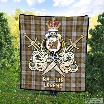 Baillie Dress Tartan Quilt with Clan Crest and the Golden Sword of Courageous Legacy