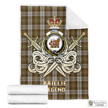 Baillie Dress Tartan Blanket with Clan Crest and the Golden Sword of Courageous Legacy