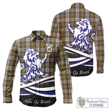 Baillie Dress Tartan Long Sleeve Button Up Shirt with Alba Gu Brath Regal Lion Emblem
