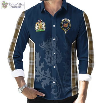 Baillie Dress Tartan Long Sleeve Button Up Shirt with Family Crest and Scottish Thistle Vibes Sport Style