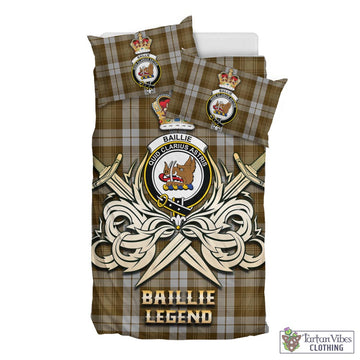 Baillie Dress Tartan Bedding Set with Clan Crest and the Golden Sword of Courageous Legacy