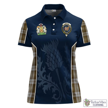 Baillie Dress Tartan Women's Polo Shirt with Family Crest and Scottish Thistle Vibes Sport Style