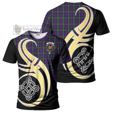 Baillie Highland Society Tartan T-Shirt with Family Crest and Celtic Symbol Style