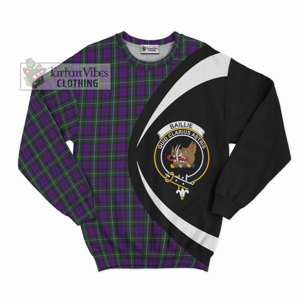 Baillie Highland Society Tartan Sweatshirt with Family Crest Circle Style Unisex - Tartan Vibes Clothing